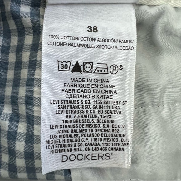 DOCKERS Men’s Shorts Size W38 Blue & White Check Pockets 10” Inseam 100% Cotton - Picture 3 of 4